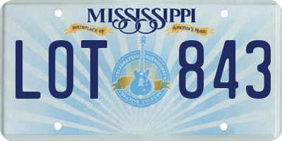 MS license plate LOT843