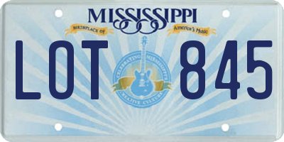 MS license plate LOT845