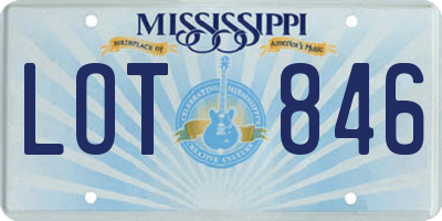 MS license plate LOT846