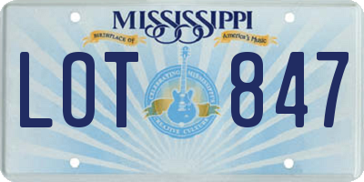 MS license plate LOT847