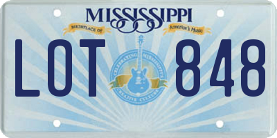 MS license plate LOT848