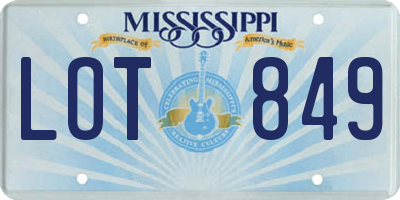 MS license plate LOT849