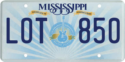 MS license plate LOT850