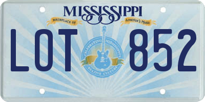 MS license plate LOT852