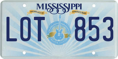 MS license plate LOT853
