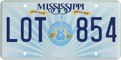 MS license plate LOT854