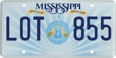 MS license plate LOT855