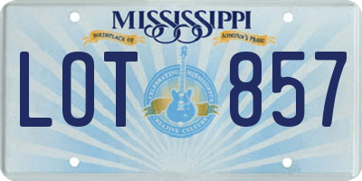 MS license plate LOT857