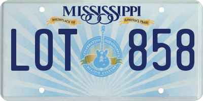 MS license plate LOT858