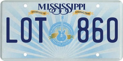 MS license plate LOT860