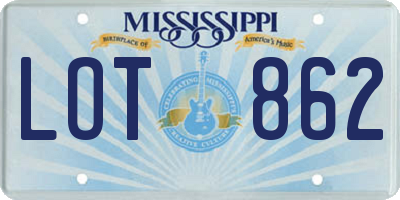 MS license plate LOT862