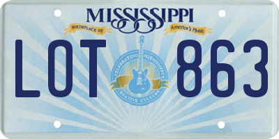 MS license plate LOT863