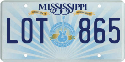 MS license plate LOT865