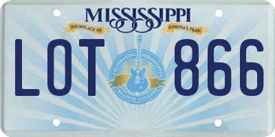 MS license plate LOT866