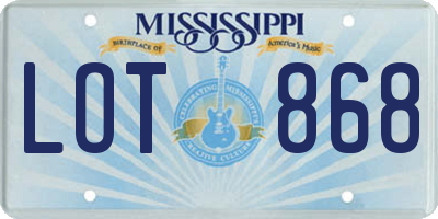 MS license plate LOT868