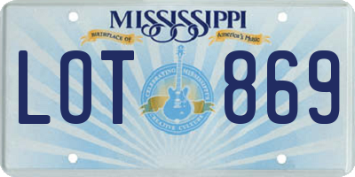 MS license plate LOT869