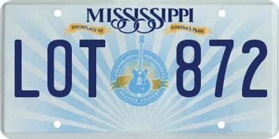 MS license plate LOT872