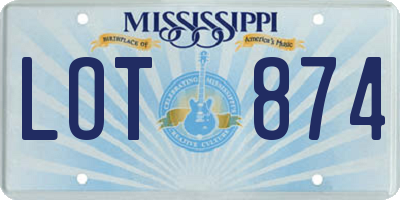 MS license plate LOT874