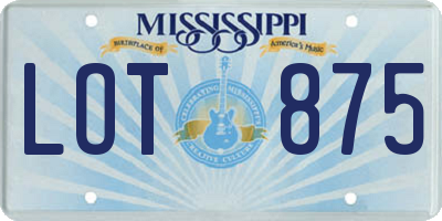 MS license plate LOT875
