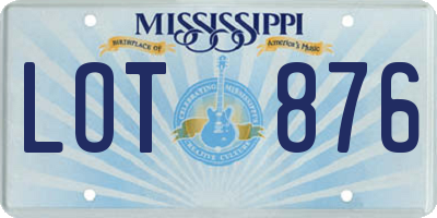 MS license plate LOT876