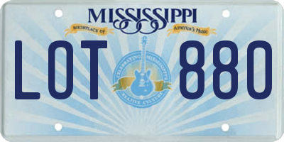 MS license plate LOT880