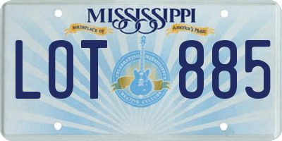 MS license plate LOT885