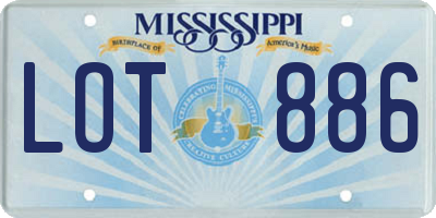 MS license plate LOT886