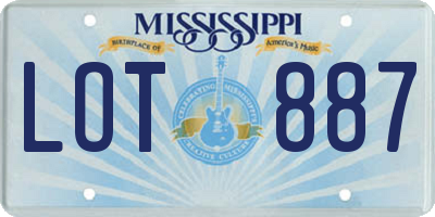 MS license plate LOT887