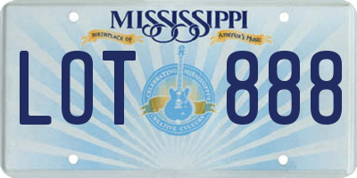 MS license plate LOT888