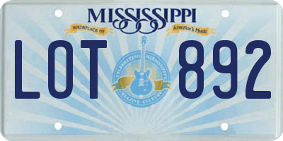 MS license plate LOT892