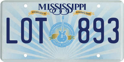 MS license plate LOT893