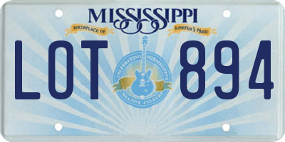 MS license plate LOT894