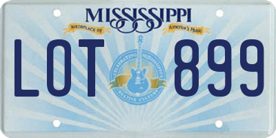 MS license plate LOT899