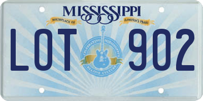 MS license plate LOT902