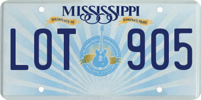 MS license plate LOT905