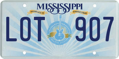 MS license plate LOT907
