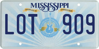 MS license plate LOT909