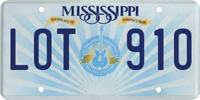 MS license plate LOT910
