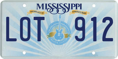 MS license plate LOT912