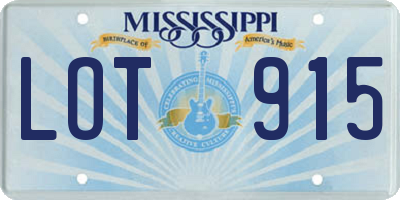 MS license plate LOT915