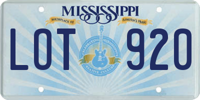 MS license plate LOT920