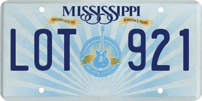 MS license plate LOT921