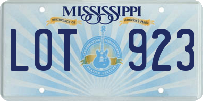 MS license plate LOT923