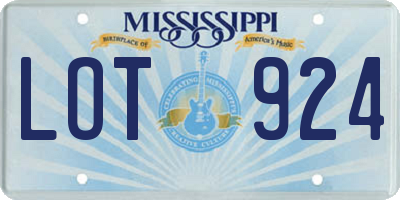 MS license plate LOT924
