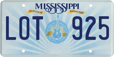 MS license plate LOT925