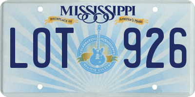 MS license plate LOT926