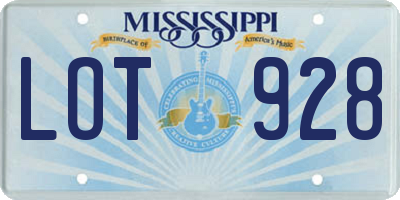 MS license plate LOT928