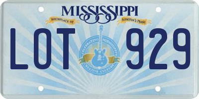 MS license plate LOT929