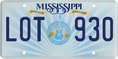MS license plate LOT930