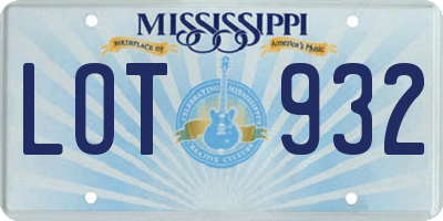 MS license plate LOT932